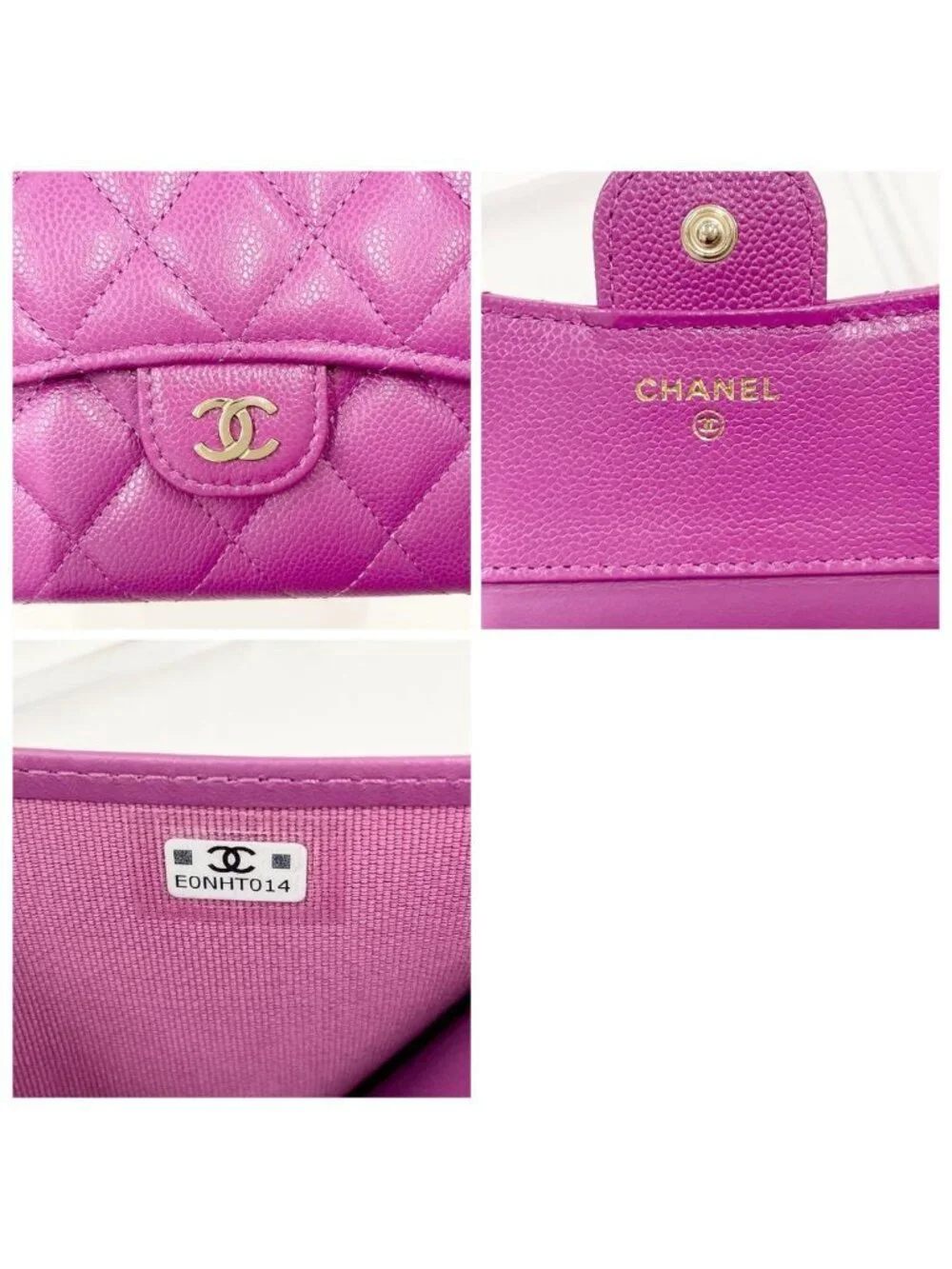 Chanel Quilted Caviar Leather CC Logo Wallet Trifold